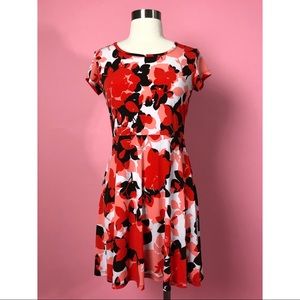 Michael Kors pink red floral mini dress PS